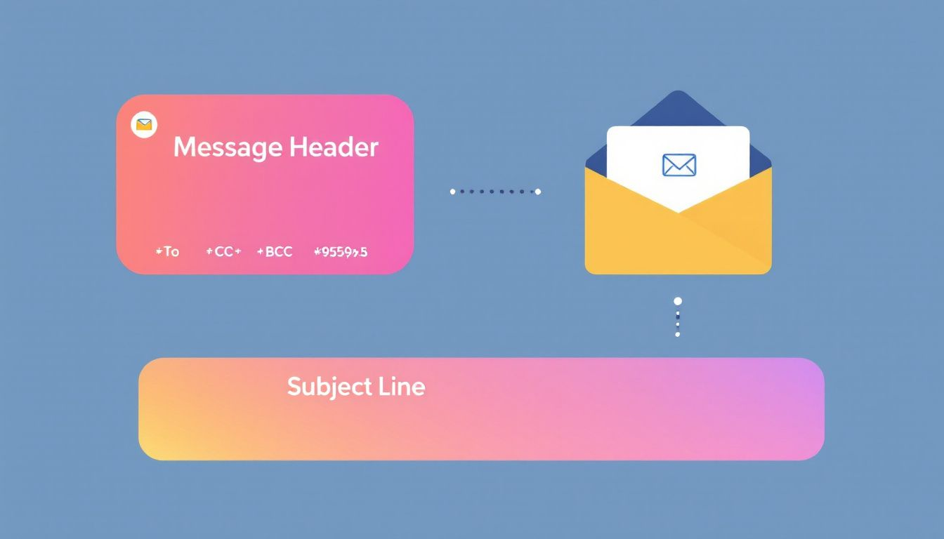 An infographic explaining the components of an email, including message headers and attachments.